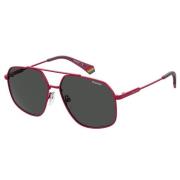 Roze Stalen Zonnebril Gepolariseerd UV-filter Polaroid , Red , Unisex