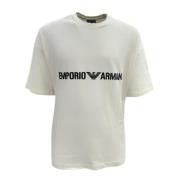 Vanilla Katoen Logo T-shirt Oversize Zwart Emporio Armani , White , He...