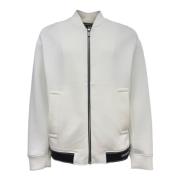 Witte Zip Hoodie met Voorlogo Emporio Armani , White , Heren