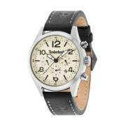 Analoge Leren Horloge met Dag Datum Timberland , Black , Heren