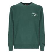 Groene Crew Neck Sweater met Borduurwerk Saint Barth , Green , Heren