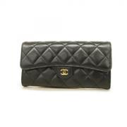 Pre-owned Leather wallets Chanel Vintage , Black , Dames