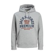 Grijze hoodie met logodetail Jack & Jones , Gray , Heren