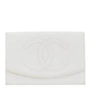 Pre-owned Leather wallets Chanel Vintage , White , Dames