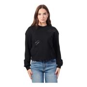 Zwarte Crewneck Sweater Kort Gesneden Logo Armani Exchange , Black , D...