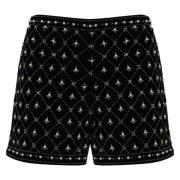 Zwarte Juweel-geborduurde Fluwelen Shorts Twinset , Black , Dames