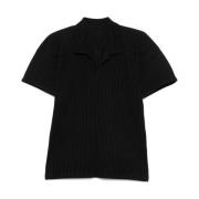 Zwarte Plissé Poloshirt Issey Miyake , Black , Heren