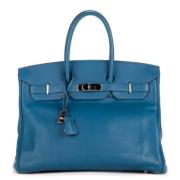 Pre-owned Leather handbags Hermès Vintage , Blue , Dames