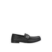 Leren Loafers met Vierkante Neus Fendi , Black , Heren