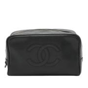 Pre-owned Leather clutches Chanel Vintage , Black , Dames