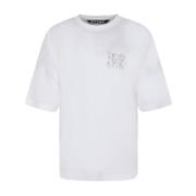 Wit Monogram T-shirt, Geborduurd Logo Palm Angels , White , Heren