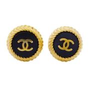 Pre-owned Metal earrings Chanel Vintage , Black , Dames