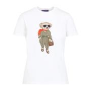 Aviator Bear Korte Mouw T-Shirt Ralph Lauren , White , Dames