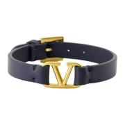 Blauw leren VLogo armband Herfst-Winter 2024 Valentino Garavani , Blue...