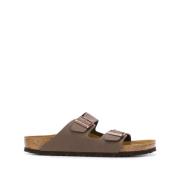 Bruin Leren Dubbele Riem Sandalen Birkenstock , Brown , Heren