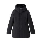 Lange Parka met Nep Bont Kraag Woolrich , Black , Dames