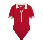 V-hals Body Polo Shirt Tommy Hilfiger , Red , Dames