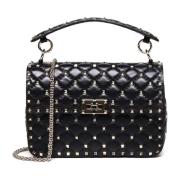 Zwarte Lamsleren Schoudertas Valentino Garavani , Black , Dames