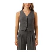 Grijze Elegante Gilet voor Vrouwen Notre-v , Gray , Dames