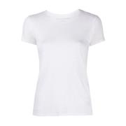 Witte Linnen Ronde Hals T-shirts Majestic Filatures , White , Dames