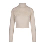 Witte Korte Trui met Etnisch Motief Ermanno Scervino , White , Dames