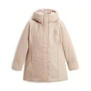 Lange Parka met Nepbont Kraag Woolrich , Beige , Dames