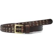 Bruin Leren Riem met Metalen Studs Legend , Brown , Dames