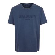 Vintage Geborduurd T-shirt - Regular Fit Balmain , Blue , Heren