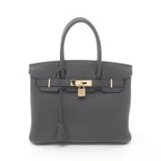 Pre-owned Leather handbags Hermès Vintage , Gray , Dames