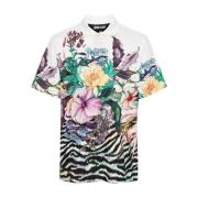 Polo met bloemen- en dierenprint Just Cavalli , White , Heren