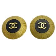 Pre-owned Metal earrings Chanel Vintage , Black , Dames