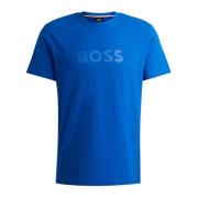 Heren Logo Print Katoenen T-Shirt Hugo Boss , Blue , Heren