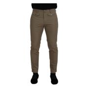 Bruine Katoenen Slim Fit Herenbroek Dolce & Gabbana , Brown , Heren