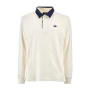 Heren Polo met Micro Logo en Contrast Profielen La Martina , Beige , H...