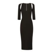 Elegante Midi Jurk Dolce & Gabbana , Black , Dames