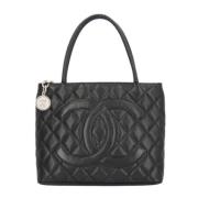 Pre-owned Leather totes Chanel Vintage , Black , Dames