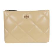 Diamant Quilt Pouch Vanille Softijs Tory Burch , Beige , Dames