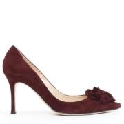 Pre-owned Suede heels Manolo Blahnik Pre-owned , Red , Dames