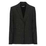 Zwarte Wollen Blend Pailletten Blazer Antonelli Firenze , Black , Dame...