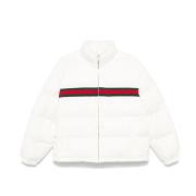 Witte Puffer Jacket met Geborduurd Logo Gucci , White , Dames