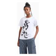 Wit dames T-shirt met fluwelen Dalmatian-print Emporio Armani , White ...