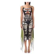 Bondage Print Jurk Taupe Groen Y/Project , Multicolor , Dames