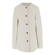 Witte wollen jas met gebogen zoom Jil Sander , Beige , Dames