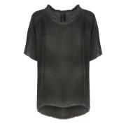 Grijze Flared Hem Viscose T-shirt Sanctamuerte , Gray , Dames