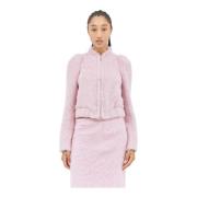 Fluffy Wool Blend Casual Jacket Dries Van Noten , Pink , Dames