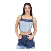 Denim Korset Top Adidas Originals , Blue , Dames