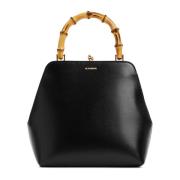 Zwarte schoudertas met bamboe handvat Jil Sander , Black , Dames