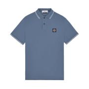 Pique Polo Shirt met Logo Stone Island , Blue , Heren