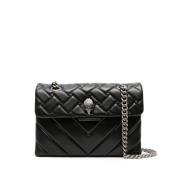 Zwarte Leren Schoudertas met Chevron Padding Kurt Geiger , Black , Dam...