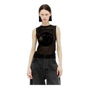 Mesh Weave Earth Tank Top Jean Paul Gaultier , Black , Dames